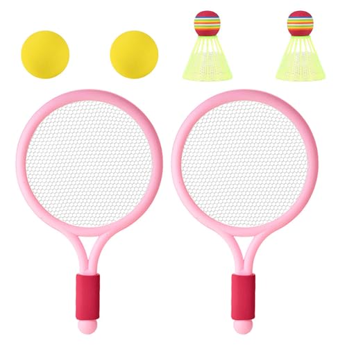 YCHUCH Kinder-Badminton-Set für Kinder, Badmintonschläger für Kinder und Anfänger, mit 2 Tennisbällen und 2 Badminton-Federbällen von YCHUCH