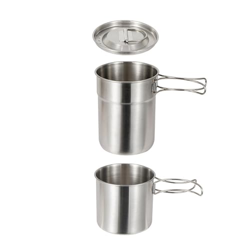 YCHUCH Tragbare Camping Wasser Tasse Mit Klapp Picknicks Wasser Becher Edelstahl Outdoor Kochgeschirr Camping Becher von YCHUCH