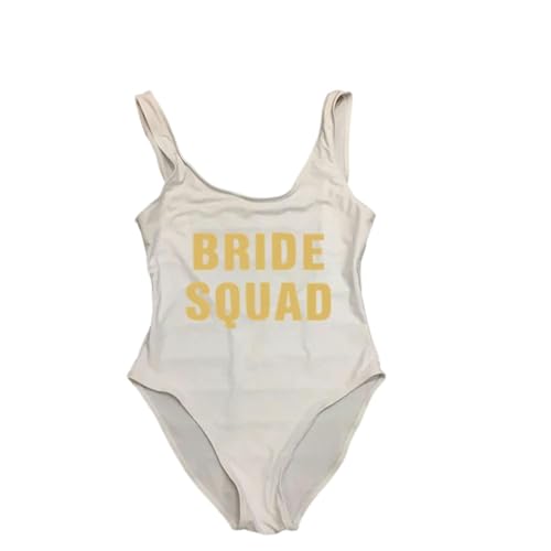 YCHYLIQ Badeanzug Badeanzug Für Frauen Bodysuit Braut Hochzeitsfeier Braut Squad Bikini Badeanzug Strandbekleidung Mit-Weiß-Größe XL von YCHYLIQ