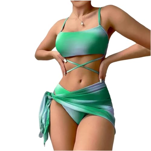 YCHYLIQ Badeanzug Damen Badeanzug Elegante Lady Casual Bikini Set 2 Stück Push Up Badebadeanzug-Grün-M von YCHYLIQ