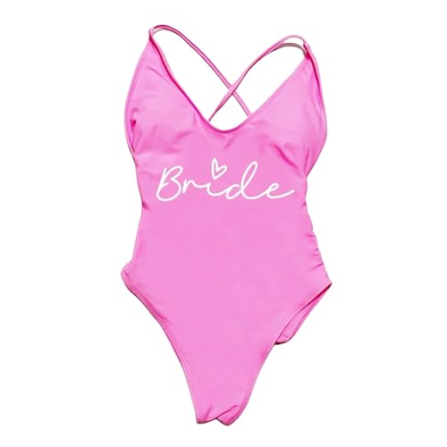YCHYLIQ Badeanzug One Piece Badeanzug Frauen Team Braut Bademode Bikini Sommer Badeanzug Plus Size Beachwear-Br 2-XL von YCHYLIQ