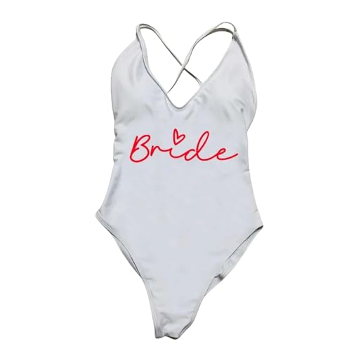 YCHYLIQ Badeanzug One Piece Badeanzug Frauen Team Braut Bademode Bikini Sommer Badeanzug Plus Size Beachwear-Br 3E-XL von YCHYLIQ