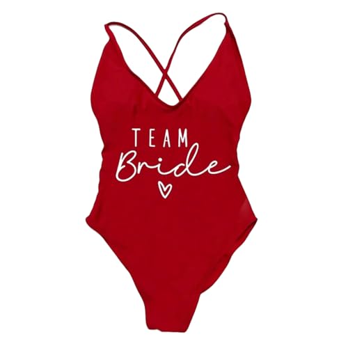YCHYLIQ Badeanzug One Piece Badeanzug Frauen Team Braut Bademode Bikini Sommer Badeanzug Plus Size Beachwear-Re 2-M von YCHYLIQ