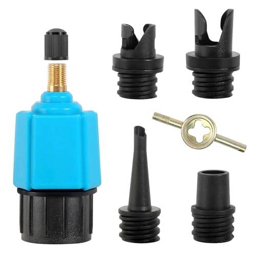 SUP Pumpenadapter, Stand Up Paddle Board Luftpumpe Adapter, SUP Adapter für Kompressor, mit 4 Gasdüse Sup Ventil Adapter, für Alle Arten Schlauchboot Kajaks Paddle Board Ventiladapter Zubehör (Blau) SUP Pumpenadapter, Stand Up Paddle Board Luftpumpe Adapter, SUP Adapter für Kompressor, mit 4 Gasdüse Sup Ventil Adapter, für Alle Arten Schlauchboot Kajaks Paddle Board Ventiladapter Zubehör (Blau) von YCICHE