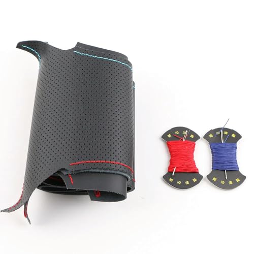 YCSYHQM DIY Auto Lenkrad Abdeckung Braid Weich und Atmungsaktiv Passt für Changan 2nd Gen CS55plus Unik Univ Cs75plus Lenkradschutz aus Leder-Red Blue Thread von YCSYHQM