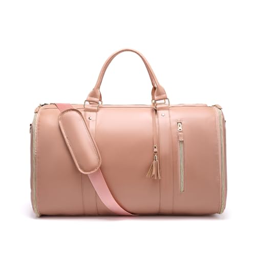 Luxe Mega Bag, PU Leder Wasserdicht Eladie Reisetasche, 2 in 1 Hängekoffer Faltbare Reisetasche Handgepäck Handgepäck Tasche Faltbar (Rosa) von YCYATS