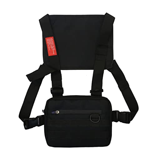 Brust-Rig-Tasche, multifunktionale Taillen-Vordertasche, Weste, Hüfttasche, Umhängetasche for Wandern, Laufen, Camping, Tarnung, Lauftasche (Color : Black) von YCYNPXIR