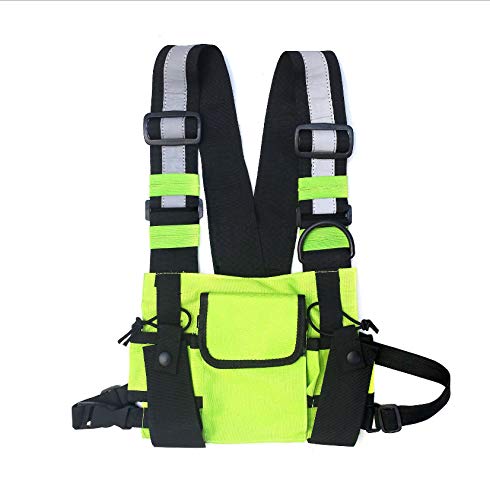 Umhängetaschen Chest Rig Bag Weste mit Mehreren Taschen Hip Hop Streetwear Funktioneller taktischer Harness Chest Rig Pack (Color : Green) von YCYNPXIR