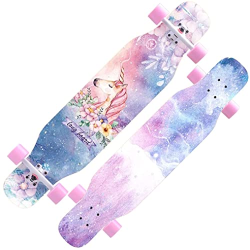 Profi-Skateboards für Anfänger, 109,2 x 20,3 cm, komplettes 8-lagiges Ahorn-Standard-Longboard, Double Kick Concave Deck, Tricks-Skateboards für Kinder, Jugendliche und Erwachsene von YDAWRY
