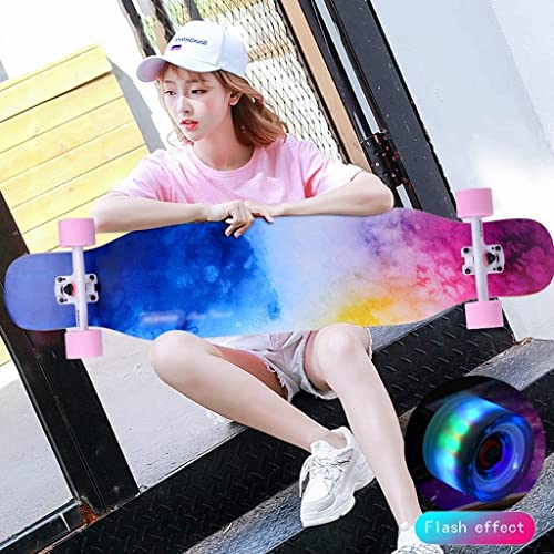 -Skateboard Pro 43" x 9" komplettes Skateboard Double Kick Concave 7-lagiges Ahorn-Skateboard-Deck Longboard-Skateboard Erwachsene Tricks-Skateboard mit PU-Flash-Rollen von YDAWRY