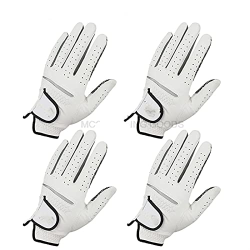 YDFJKKL Golfhandschuhe Herren 4 stücke Leder Golfhandschuhe Sporthandschuh für Golfspieler Herren Weiche atmungsaktive rutschfeste Designhandschuhe(4PCS Left Hand,ML 24) von YDFJKKL