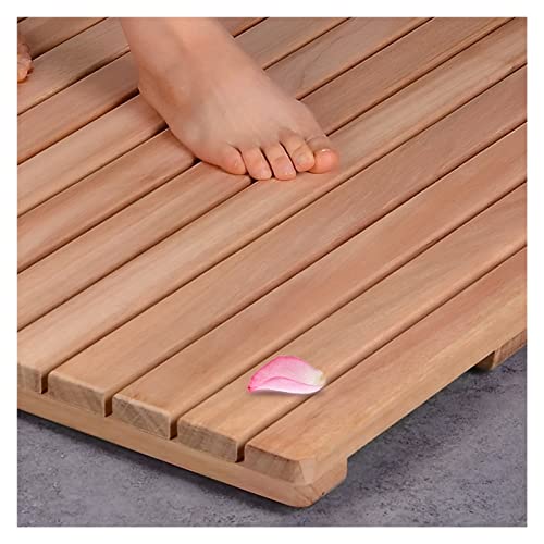 Badematte aus Holz, Badematte aus Bambus, Duschmatte for den Innenbereich mit Anti-Rutsch-Fußpolstern, 43 cm erhöhte Fußplattform-Bodenmatte, for Duschraum/Poolseite/Balkon, hölzerne Schmutzfangmatten von YDHSIKK