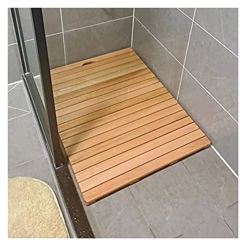 Badematte aus Holz, Badematte aus Bambus, Tragbare Duschmatte aus Holz, rutschfeste Badematten mit Pedalen, schmutzabweisende Fußmatte for den Eingangsbereich(40*40*3.5Cm/15.7*15.7*1.4In) von YDHSIKK