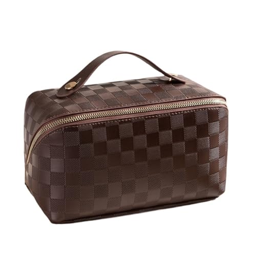 YDHSIKK Large Space Portable Travel Cosmetics Bag Organizer with Pillow Shape for Makeup Storage(Brown) von YDHSIKK