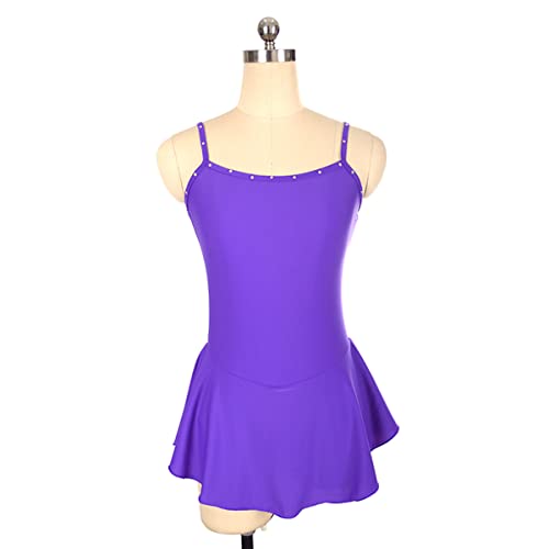 YDHTIZ Kinder Mädchen Eiskunstlauf Kleid Lyrische Frauen Erwachsene Figur Eislaufen Kleid Frauen Sexy Sling Backless Kleid Kind Mädchen Ballett Tanz Kleidung Outfit (L,Purple) von YDHTIZ