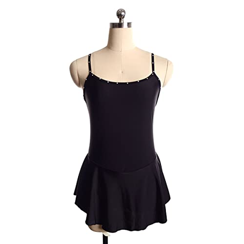 YDHTIZ Kinder Mädchen Eiskunstlauf Kleid Lyrische Frauen Erwachsene Figur Eislaufen Kleid Frauen Sexy Sling Backless Kleid Kind Mädchen Ballett Tanz Kleidung Outfit (S,Black) von YDHTIZ