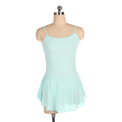 YDHTIZ Kinder Mädchen Eiskunstlauf Kleid Lyrische Frauen Erwachsene Figur Eislaufen Kleid Frauen Sexy Sling Backless Kleid Kind Mädchen Ballett Tanz Kleidung Outfit (XS,Light Blue) von YDHTIZ