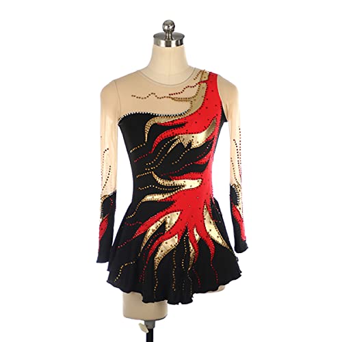 YDHTIZ Kinder Mädchen Eiskunstlauf Kleid Mädchen Fördern Skaten Von Spandex Wettbewerbsanzug Women Strassstones Gymnastics Trikot Rollereis -Figur Skating -Kleid (S,Black) von YDHTIZ