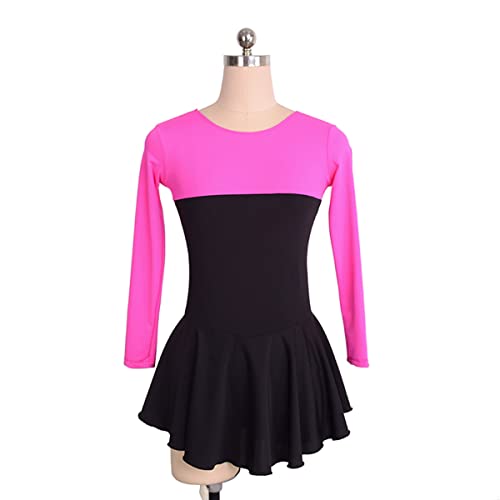 YDHTIZ Kinder Mädchen Eiskunstlauf Kleid Winter Damen Professionelle Eiskunstlauf Wettbewerb Kleider Langarm Activewear Mädchen Ballett Tanz Kleidung Outfit (XXXL,Rose red) von YDHTIZ