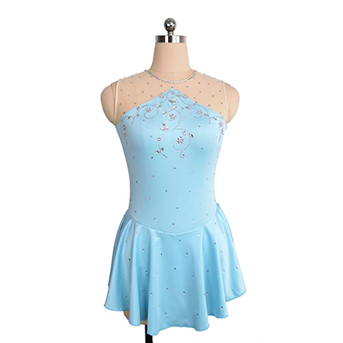 YDHTIZ Kinder Mädchen Eiskunstlauf Kleid Winter Sport Eiskunstlauf Kleid Sling Ärmellose Mädchen Roller Eiskunstlauf Kleid Ballett Tanz Kleidung Outfit (XL,Blue) von YDHTIZ