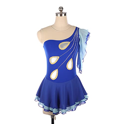 YDHTIZ Kinder Mädchen Eiskunstlauf Kleid Winter Sport Figur Skating Kleid Frauen Blau ärmellose Mädchen Ballett Dance Wagen Outfit Spandex Wettbewerb Anzug (S,Blue) von YDHTIZ