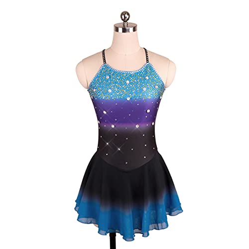 YDHTIZ Kinder Mädchen Eiskunstlauf Kleid Wintersport Figure Skating Kleid Sling Ärmellose Mädchen Gradient Gymnastik Activewear Ballet Dance Wear Outfit (XL,Blue) von YDHTIZ