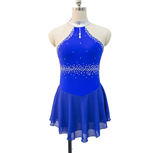 YDHTIZ Kinder Mädchen Eiskunstlauf Kleid Wintersport Figure Skating Kleid Turtleneck Activewear Kid Girls Kristall Funkeln Leotard Ballett Tanz Wear Outfit (XXXS,Blue) von YDHTIZ