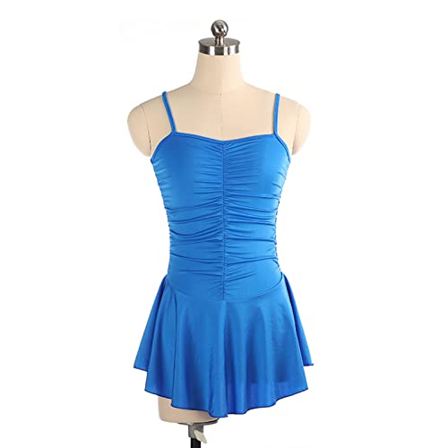 YDHTIZ Lyrische Frauen Erwachsene Figur Eislaufen Kleid Frauen Blaue Sling Rückenlose Falte Ärmellose Gymnastik Trikot (M,Blue) von YDHTIZ