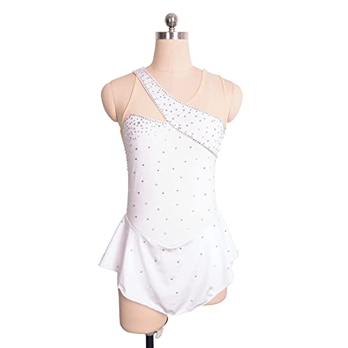 YDHTIZ Winter Sport Figure Skating Kleid Frauen Ärmellos Weiß Strass Wettbewerb Anzug Gymnastik Funkelnde Trikot (L,White) von YDHTIZ