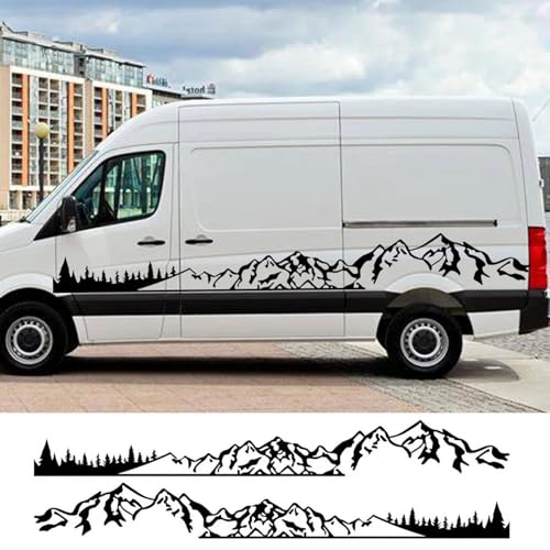 YDIOWBKLO 2 Stück Autoaufkleber Wohnmobil Camper Van DIY Streifen Berg Grafik Aufkleber, für VW Crafter Auto Tuning Zubehör von YDIOWBKLO