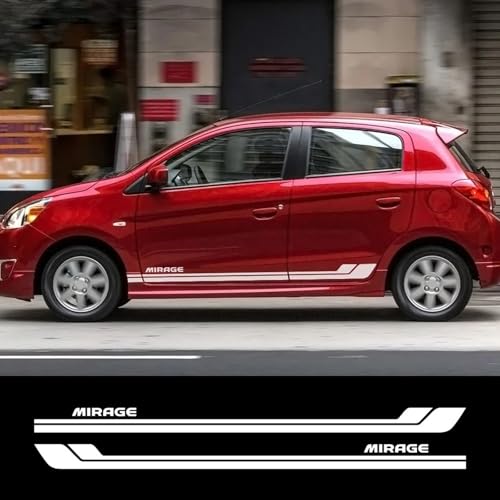 YDIOWBKLO Auto Styling Sport Seite Aufkleber Streifen Vinyl Aufkleber, für Mitsubishi Mirage Tuning Auto Zubehör von YDIOWBKLO