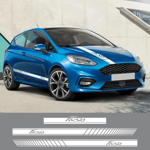 YDIOWBKLO Auto Tür Seite Motorhaube Aufkleber Streifen Sport Dekor Vinyl Aufkleber, für Ford Fiesta MK7 MK8 MK5 MK6 ST Auto Zubehör von YDIOWBKLO