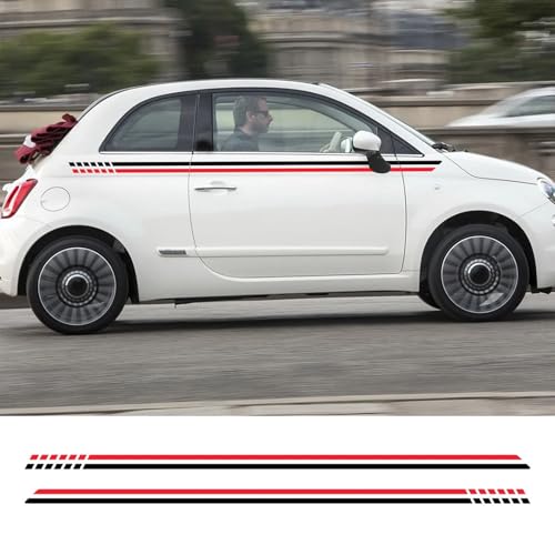 YDIOWBKLO Auto entlang der Seite Streifen Taille Linie Aufkleber Vinylfolie Auto Styling Aufkleber, für FIAT 500 Abarth Tuning Zubehör von YDIOWBKLO