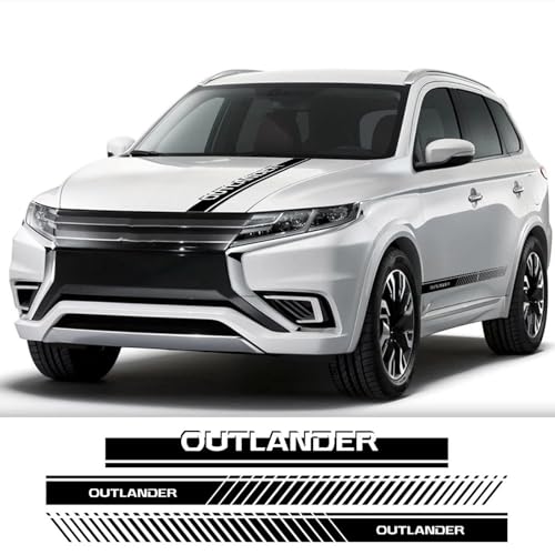 YDIOWBKLO Autoaufkleber Sportstreifen Styling Vinyl Aufkleber Motorhaubenabdeckung Aufkleber, Für Mitsubishi Outlander 1 2 3 XL Phev Zubehör von YDIOWBKLO