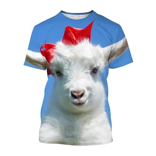 3D-Tier Kurzarm Lustige Tierziegen-Männer-T-Shirts Damen 3D-Druck T-Shirt Casual Round Neck Kurzärmelig Street Style T-Shirt Tops-Navy Blau-XXXL von YDOOW