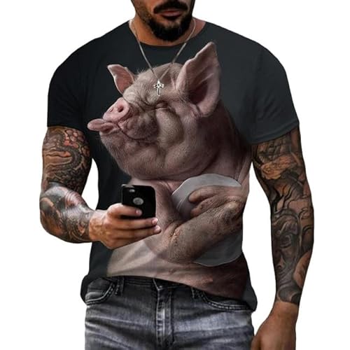 Herren T-Shirt Gedruckte 3D T-Shirt Tier Schwein Kuh Muster Streetwear T-Shirt Männer Frauen Sommer Mode Kurzarm-Vip6-Xl von YDOOW