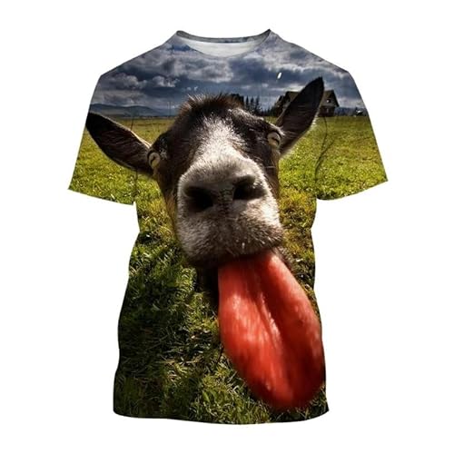 YDOOW 3D-Tier Kurzarm Lustige Tierziegen-Männer-T-Shirts Damen 3D-Druck T-Shirt Casual Round Neck Kurzärmelig Street Style T-Shirt Tops-Rot-5Xl von YDOOW