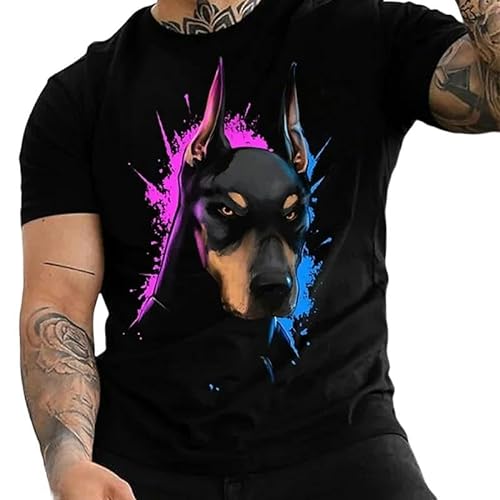 YDOOW 3D-Tier Kurzarm Wolf Print Sommer Herren-T-Shirt Tierdruck T-Shirt Ohne Kragen 3D Übergroße Designer Top Black Casual Herren Wear'S Wear-Mj9789-6Xl von YDOOW