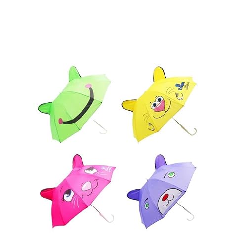 YDOOW Faltbarer Regenschirm Netter Cartoon Kinderschirm Anime Kreativer Langer Griff 3D Ohrform Kinderschirm Jungen Und Mädchen Spielzeug Regenschirm-4In1-A von YDOOW