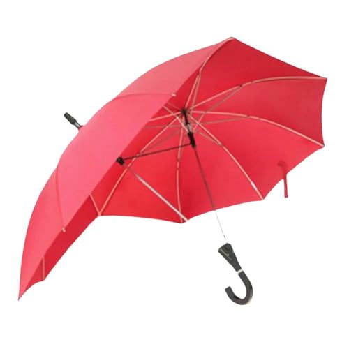 YDOOW Faltbarer Regenschirm Regenschirm Doppelte Obere Gerade Pole Geschwungener Griff Großer Flächenabdeckung Windschutz Sonnenschutz Paar Regenschirm-Rot von YDOOW