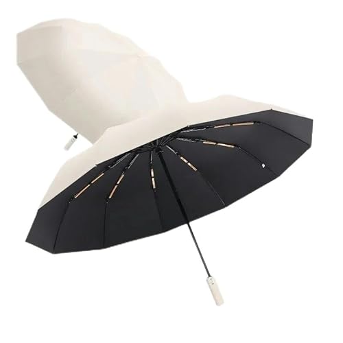 YDOOW Faltbarer Regenschirm Verstärkter 24-Knochen-Regenschirm, Starker Und Langlebiger Windfester Regenschirm Der Männer, Anti-Regenschirm Frauen Sunny-Beige von YDOOW