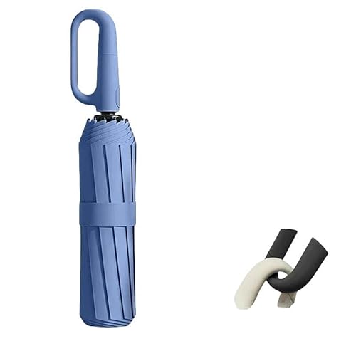 YDOOW Faltbarer Regenschirm Windabweisender Regenschirm Mit Doppeltem Verwendungszweck Vollautomatischer Ringschnalle Extra Large Verstärkt-Blau von YDOOW