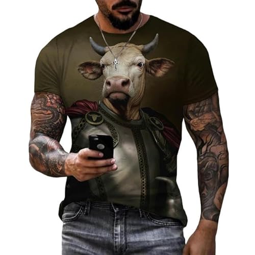 YDOOW Herren T-Shirt Gedruckte 3D T-Shirt Tier Schwein Kuh Muster Streetwear T-Shirt Männer Frauen Sommer Mode Kurzarm-Vip3-L von YDOOW