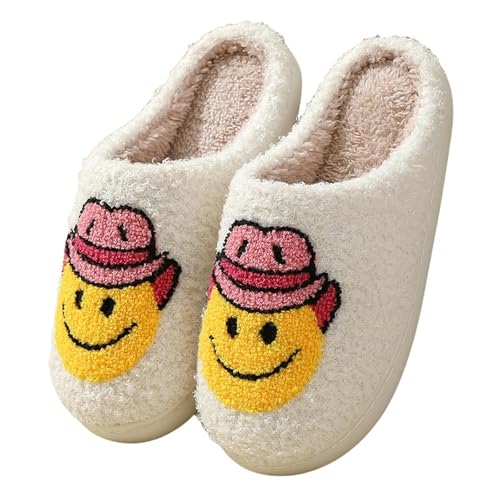 YDOOW Winter Pantoffeln Pilz Winter Smiley Herz Baumwollschuhe Frauen Im Haus Nach Hause Regenbogen Plüsch Warme Hausschuhe-Bruder-42-43 (Geeignet Für Größe 40, 41 Fuß) von YDOOW