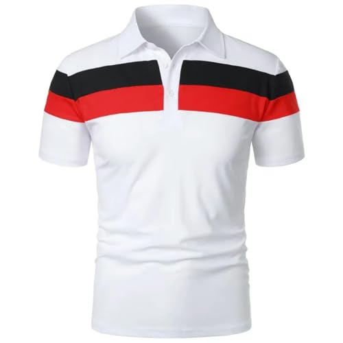 YDRABFLE Herren Kurzarm-T-Shirt Für Den Sommer Polo Shirt Herren Polo Große T Shirts Ärmel Turn-Down Kragentee Shirt Sweatwear-Weiß-Asiatisch 6L((100-115Kg) von YDRABFLE
