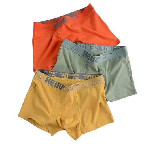 YDRABFLE Herren Unterwäsche In Großen Größen Männer Höschen Baumwolle Boxershorts Mann Unterwäsche Für Männer Boxer Atmungsaktive Männliche Unterhose-Cheng Grün Gelb-7Xl 105-120Kg-3Stück von YDRABFLE