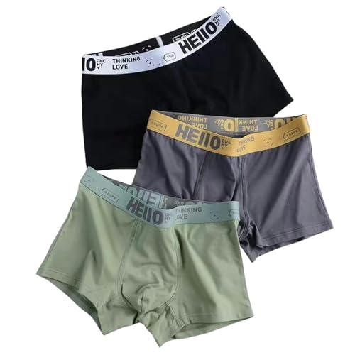 YDRABFLE Herren Unterwäsche In Großen Größen Männer Höschen Baumwolle Boxershorts Mann Unterwäsche Für Männer Boxer Atmungsaktive Männliche Unterhose-HEI Drak Green-XL 40-50Kg-3Stück von YDRABFLE