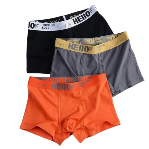 YDRABFLE Herren Unterwäsche In Großen Größen Männer Höschen Baumwolle Boxershorts Mann Unterwäsche Für Männer Boxer Atmungsaktive Männliche Unterhose-HEI Drak Red-XL 40-50Kg-3Stück von YDRABFLE