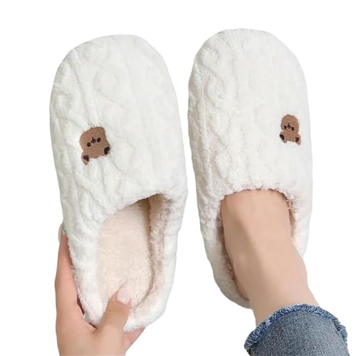 YDRABFLE Plüschhausschuhe Frauen Schöne Einfachheit Pantoffeln Unisex Zu Hause Bequeme Plüschschub Auf Schuhe-Beige-38-39 von YDRABFLE