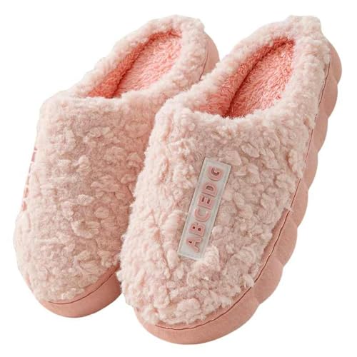 YDRABFLE Plüschhausschuhe Warme Baumwollschuhe Für Frauen Aus Baumwollschuhen Wohnzimmer Schlafzimmer Frauen Hausschuhe Komfort Casual House Slides-Rosa-40-41 von YDRABFLE